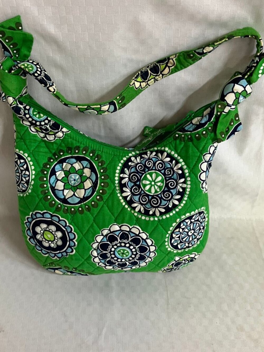 Vera Bradley Cupcake Purse Tote Bag Women's Green Floral Turquoise Side Pockets